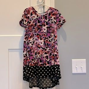 Lularoe Girls Scarlett Dress Size 8 Flowers Polka Dots